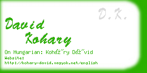 david kohary business card